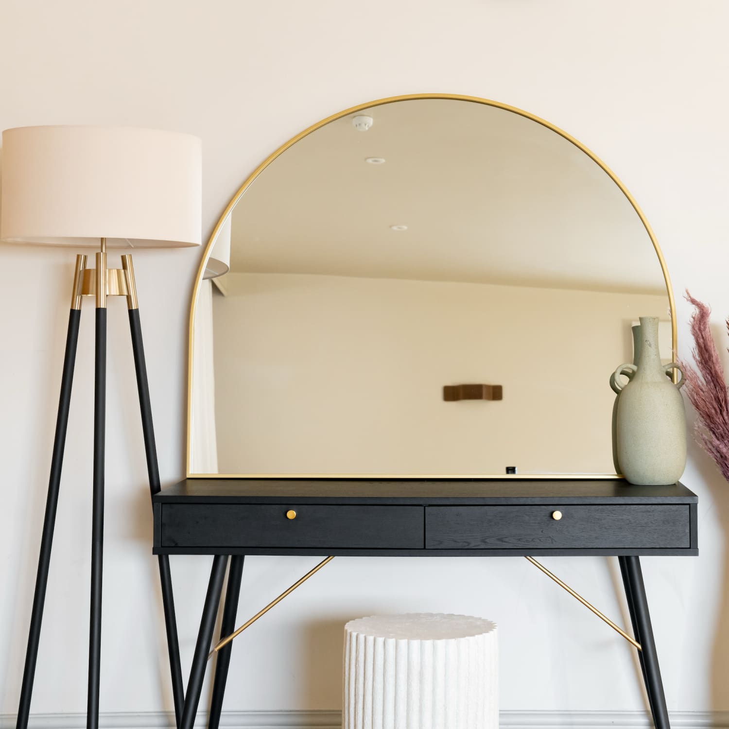 Akiko - Gold Metal Arched Mirror - 95cm x 120cm - White Bear Furnishings