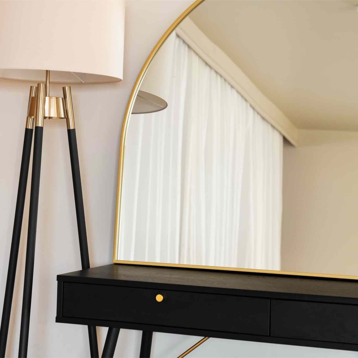 Akiko - Gold Metal Arched Mirror - 95cm x 120cm - White Bear Furnishings