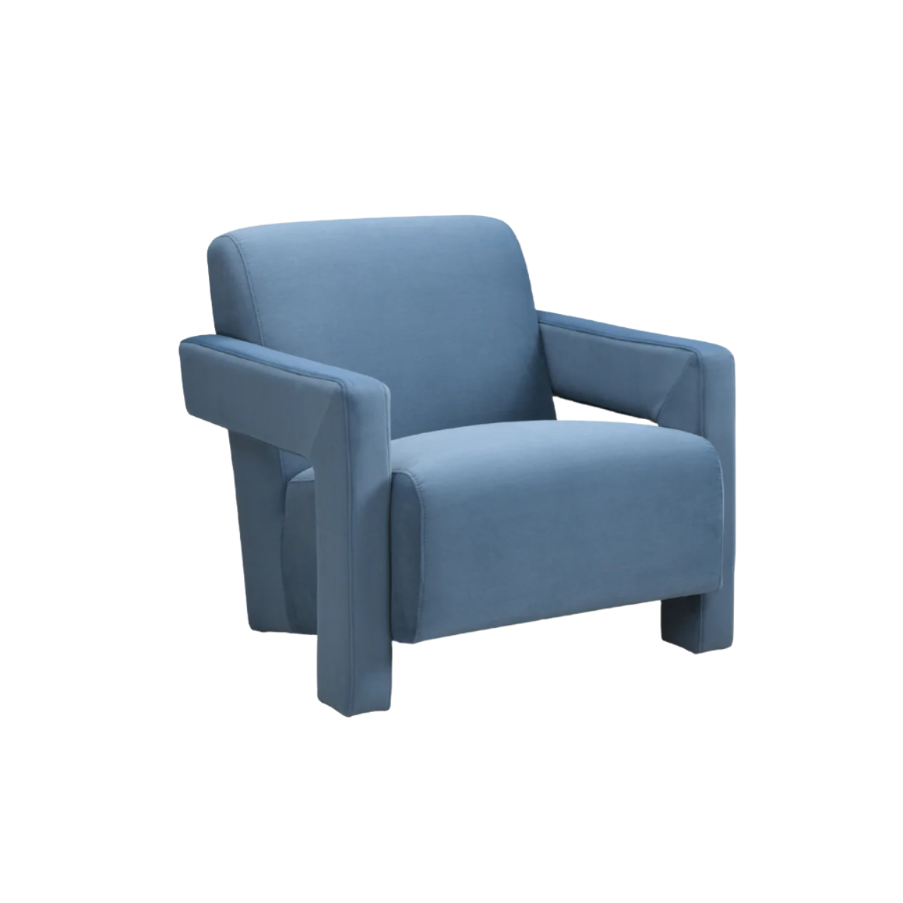 Apex Armchair with Angular Frame in Blue Velvet - OC-A-V-BL