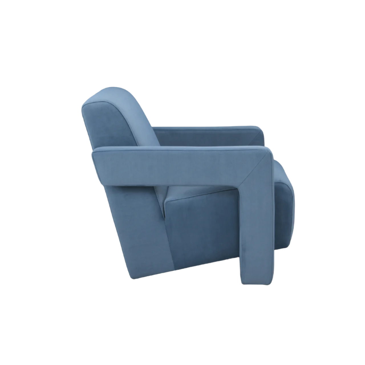 Apex Armchair with Angular Frame in Blue Velvet - OC-A-V-BL