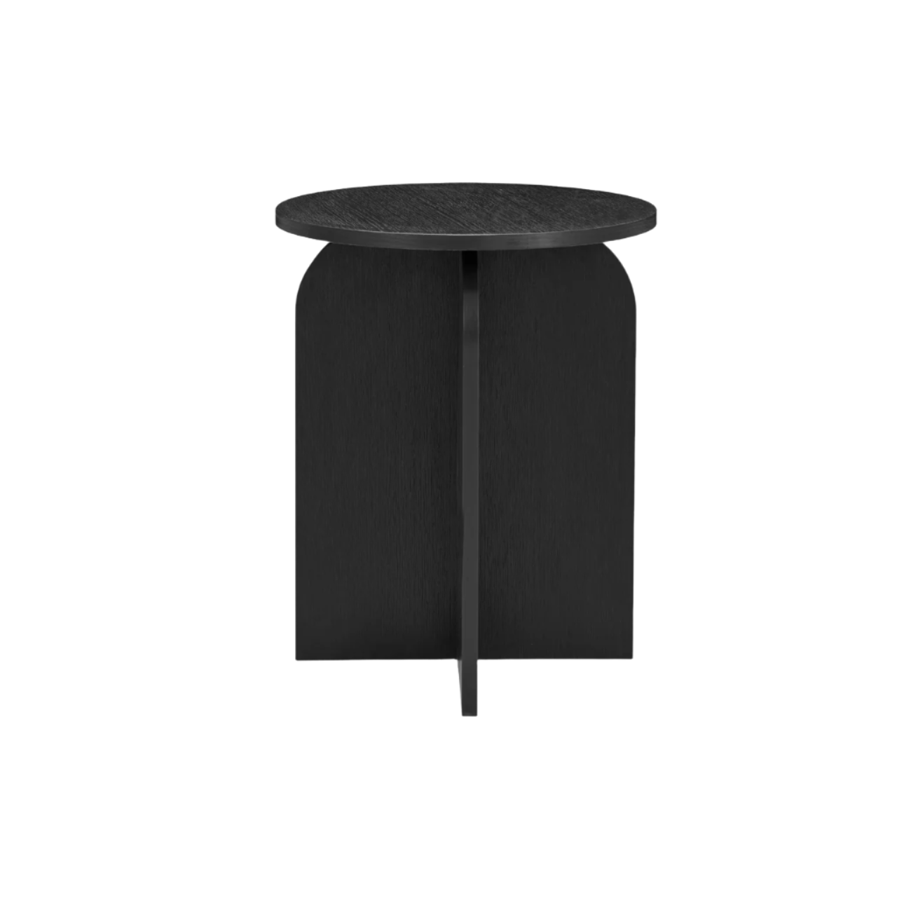 Arco Modern Round Side Table in Black Woodgrain Effect | ST-A-R-BLK