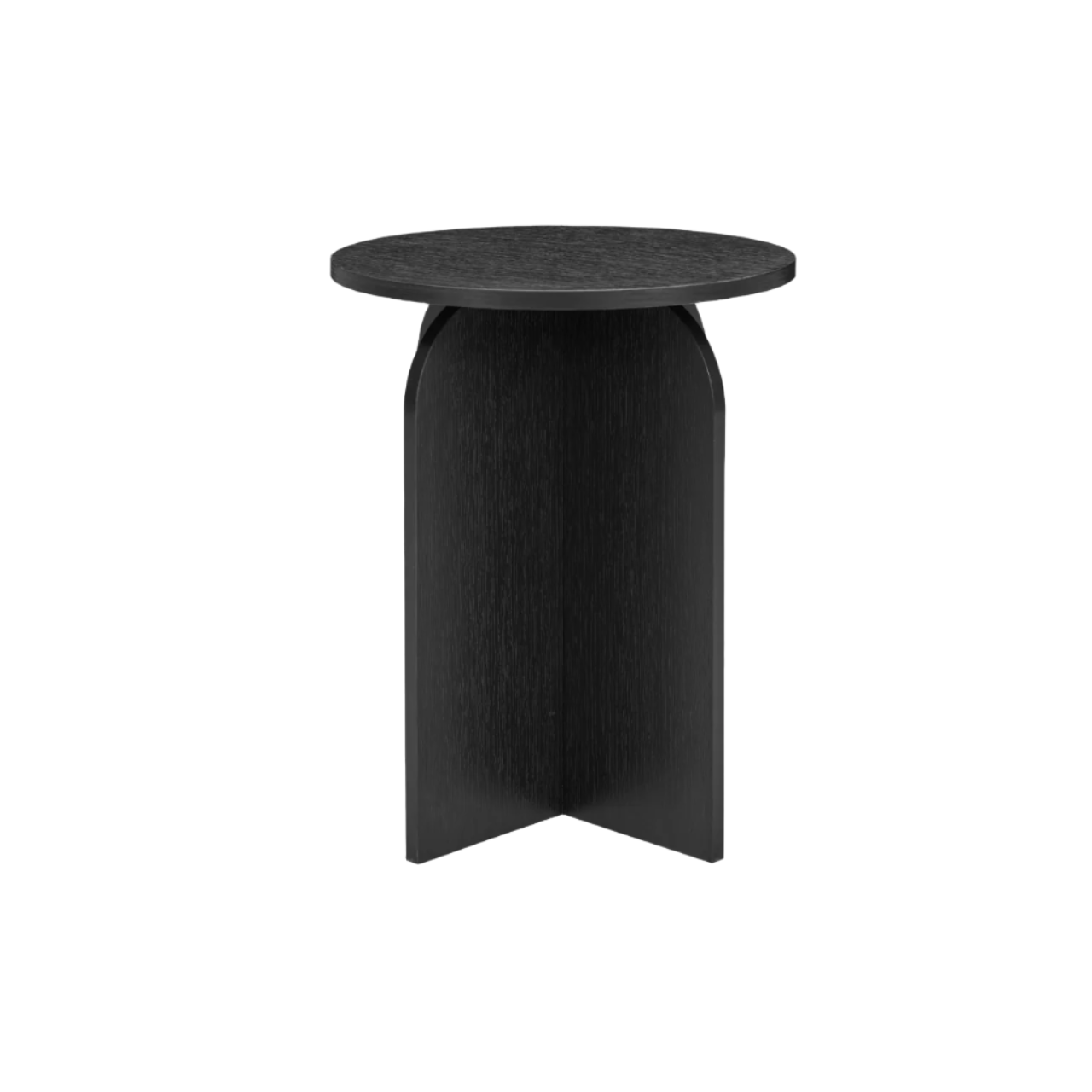 Arco Modern Round Side Table in Black Woodgrain Effect | ST-A-R-BLK