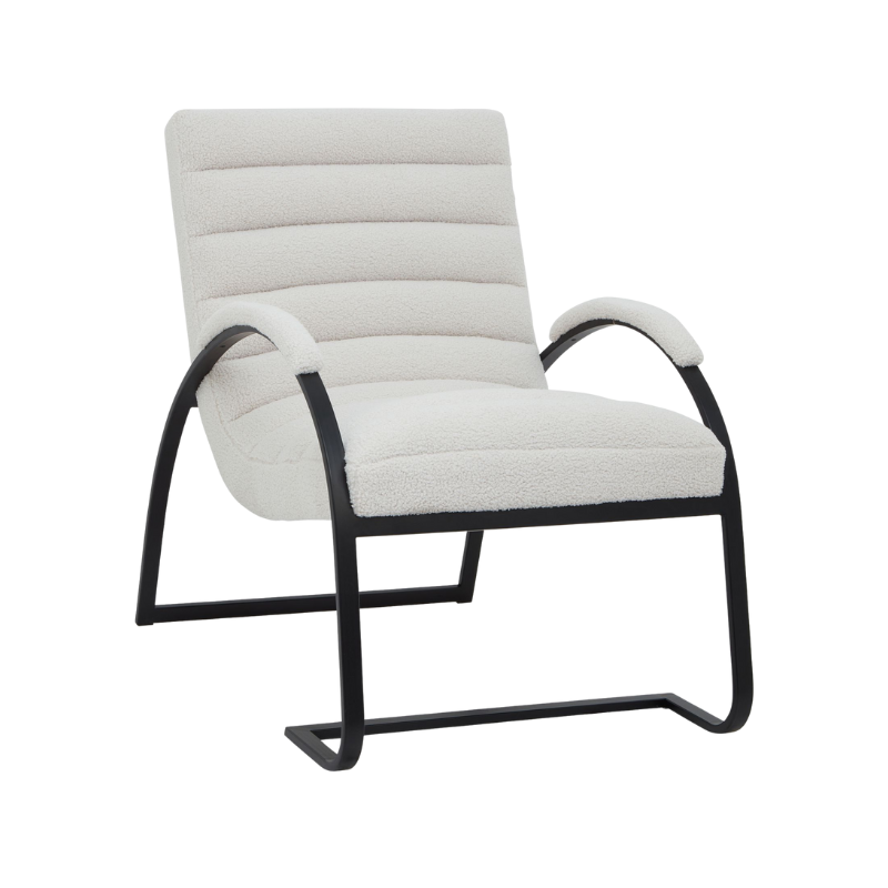 Ergonomic Bouclé Ribbed Ark Armchair - 23084