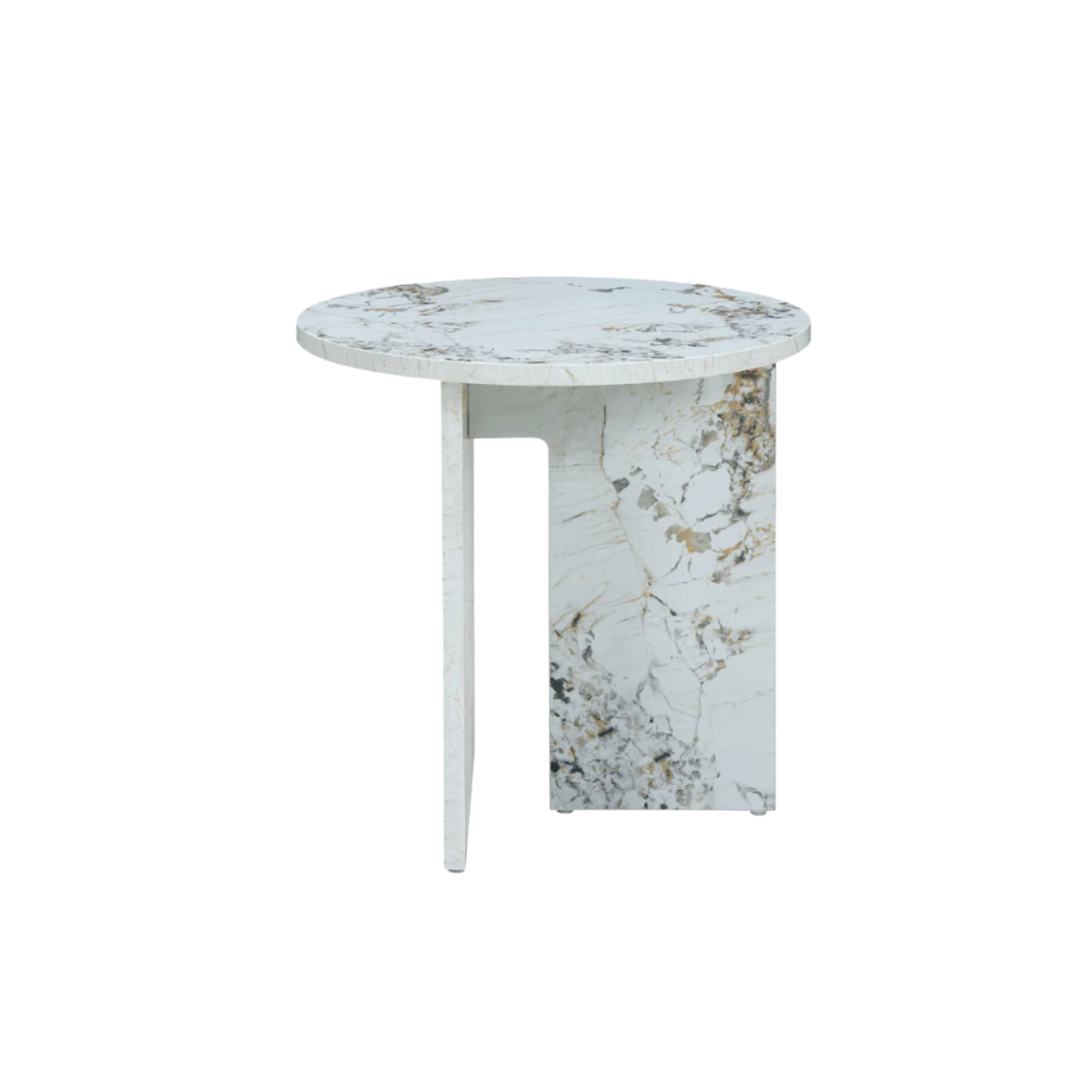 Aura Marble-Effect Side Table with Asymmetrical Base - ST-AU-R-P-ME