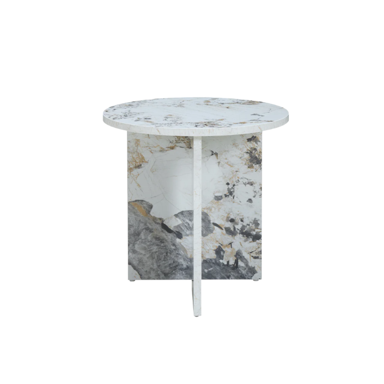 Aura Marble-Effect Side Table with Asymmetrical Base - ST-AU-R-P-ME