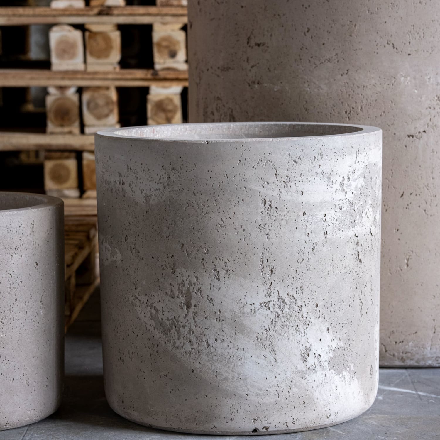 Aurella | Truffle – 100cm XXL Concrete Cylinder Planter – 621L Round Plant Pot - White Bear Furnishings