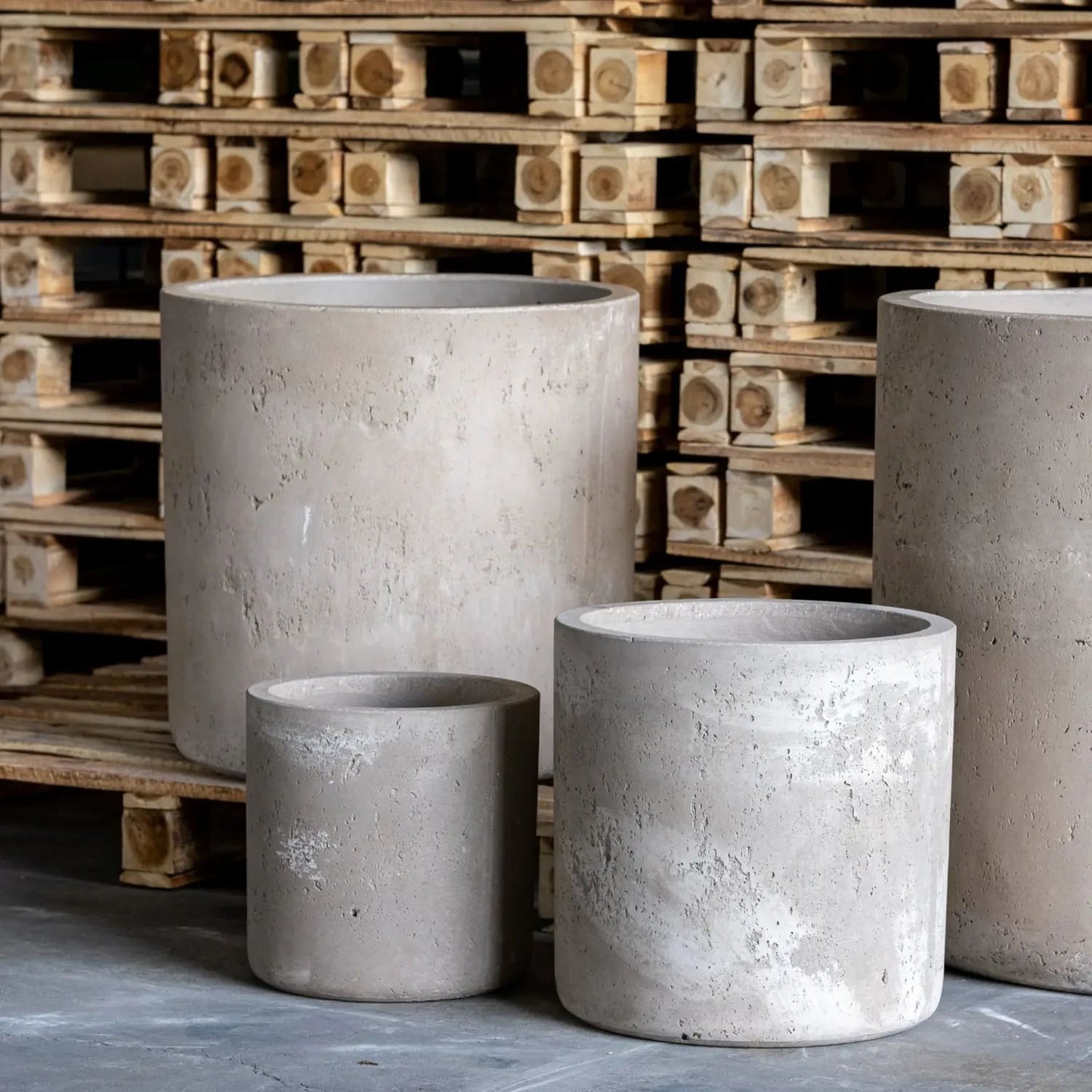 Aurella | Truffle – 30cm Medium Concrete Cylinder Planter – 13L Round Plant Pot