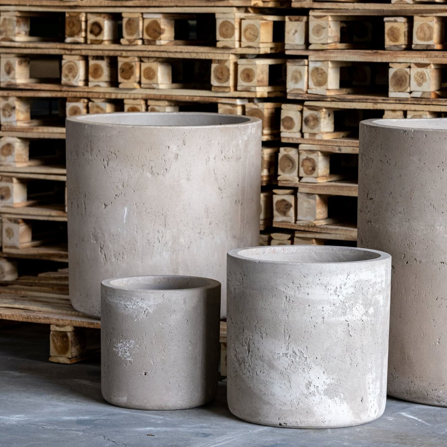 Aurella | Truffle – 70cm Extra Large Concrete Cylinder Planter – 199L Round Plant Pot