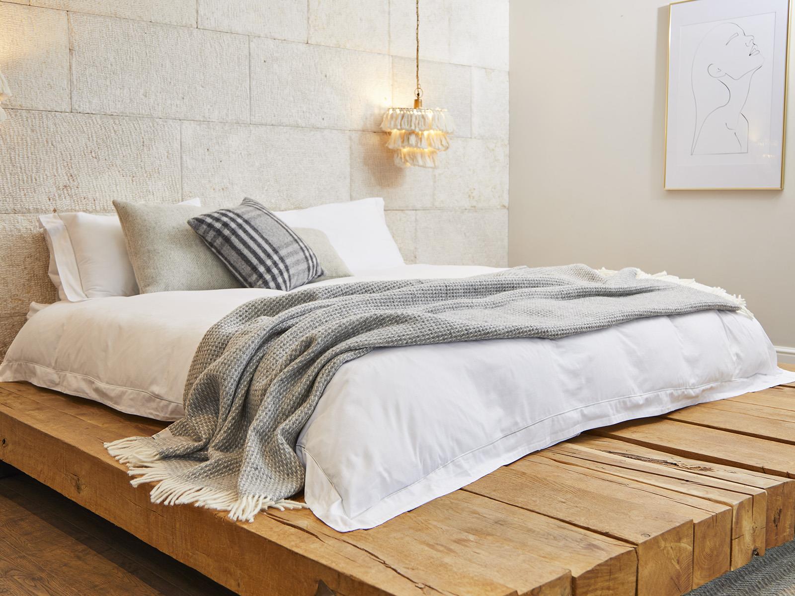 Waffle XL Pure New Wool Throw - Silver Grey - White Bear Furnishings