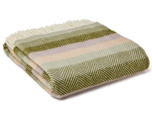 Stripe Pure New Wool Throw - Botanical - White Bear Furnishings