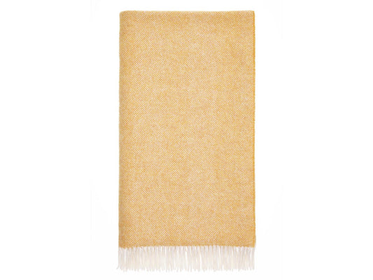 Herringbone Shetland Pure New Wool Throw - Orange - White Bear Furnishings