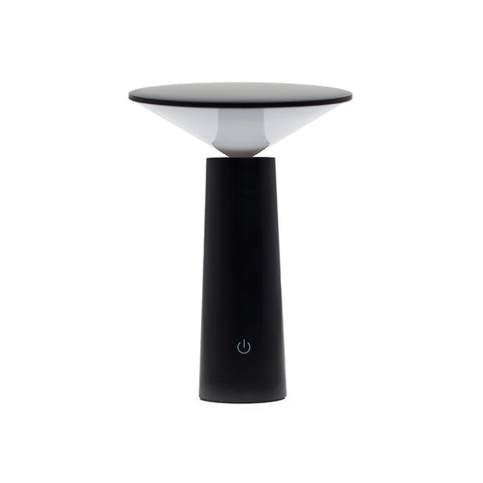 Black and white table touch lamp on a white background