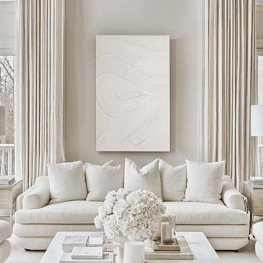 Boston Cream Textured Abstract Canvas Wall Art - White Bear Furnishings