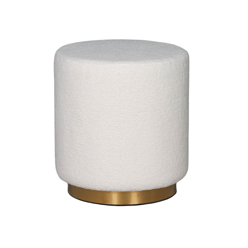 Boucle Round Stool with Gold Base - AV134