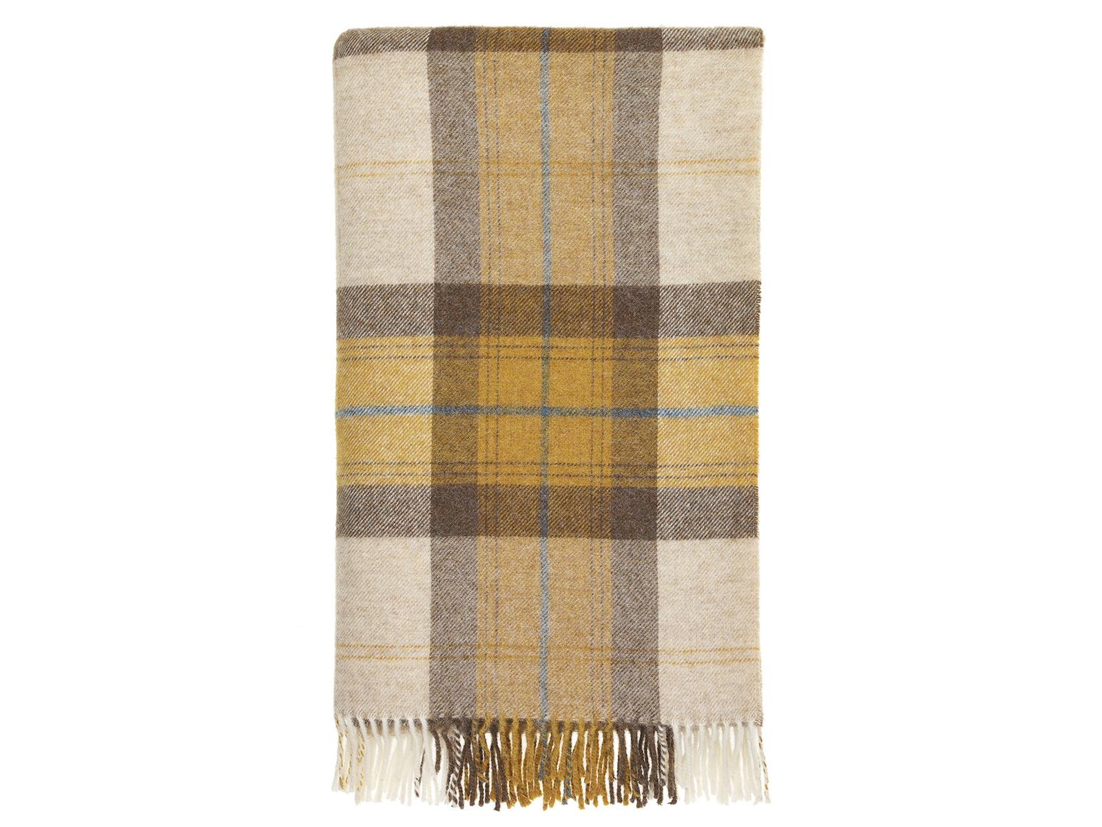 Skye Shetland Pure New Wool Throw - Gold - White Bear Furnishings