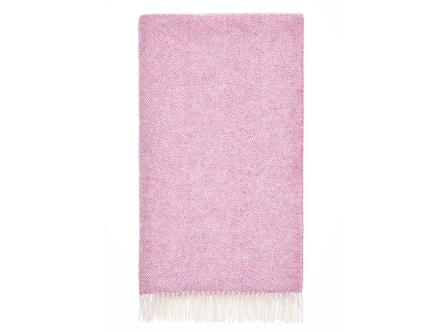 Herringbone Shetland Pure New Wool Throw - Pale Pink