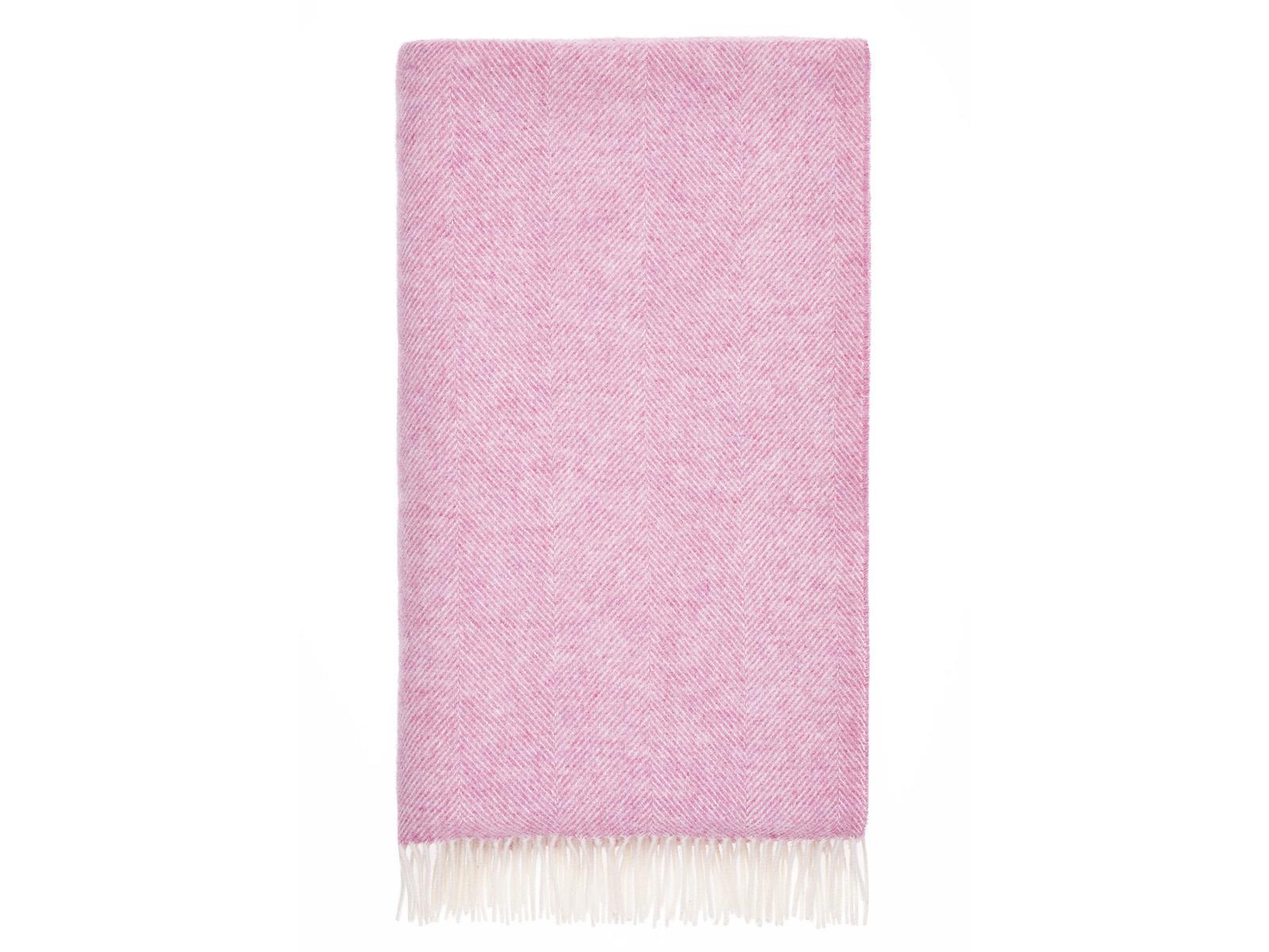Herringbone Shetland Pure New Wool Throw - Pale Pink - White Bear Furnishings