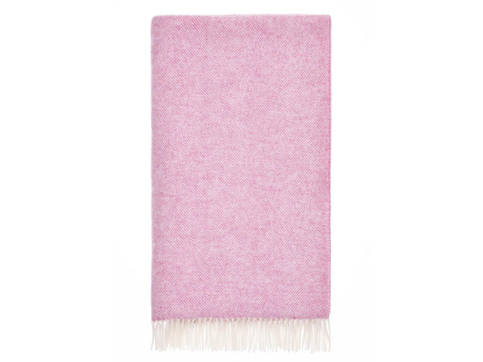 Herringbone Shetland Pure New Wool Throw - Pale Pink - White Bear Furnishings