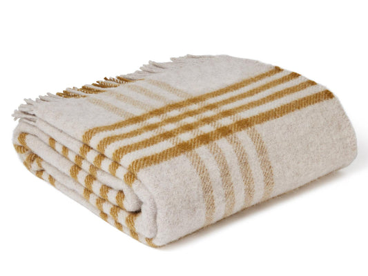 Hex XL Pure New Wool Throw - English Mustard - White Bear Furnishings