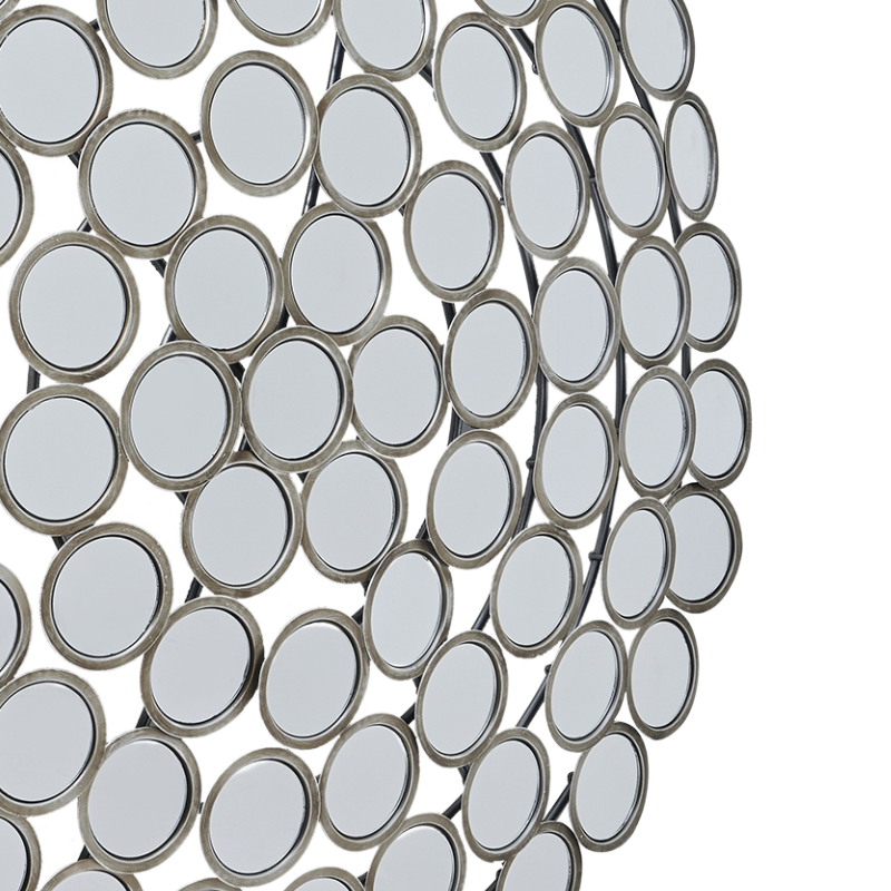Large Round Convex Antiqued Silver Multi Mirror - 22134