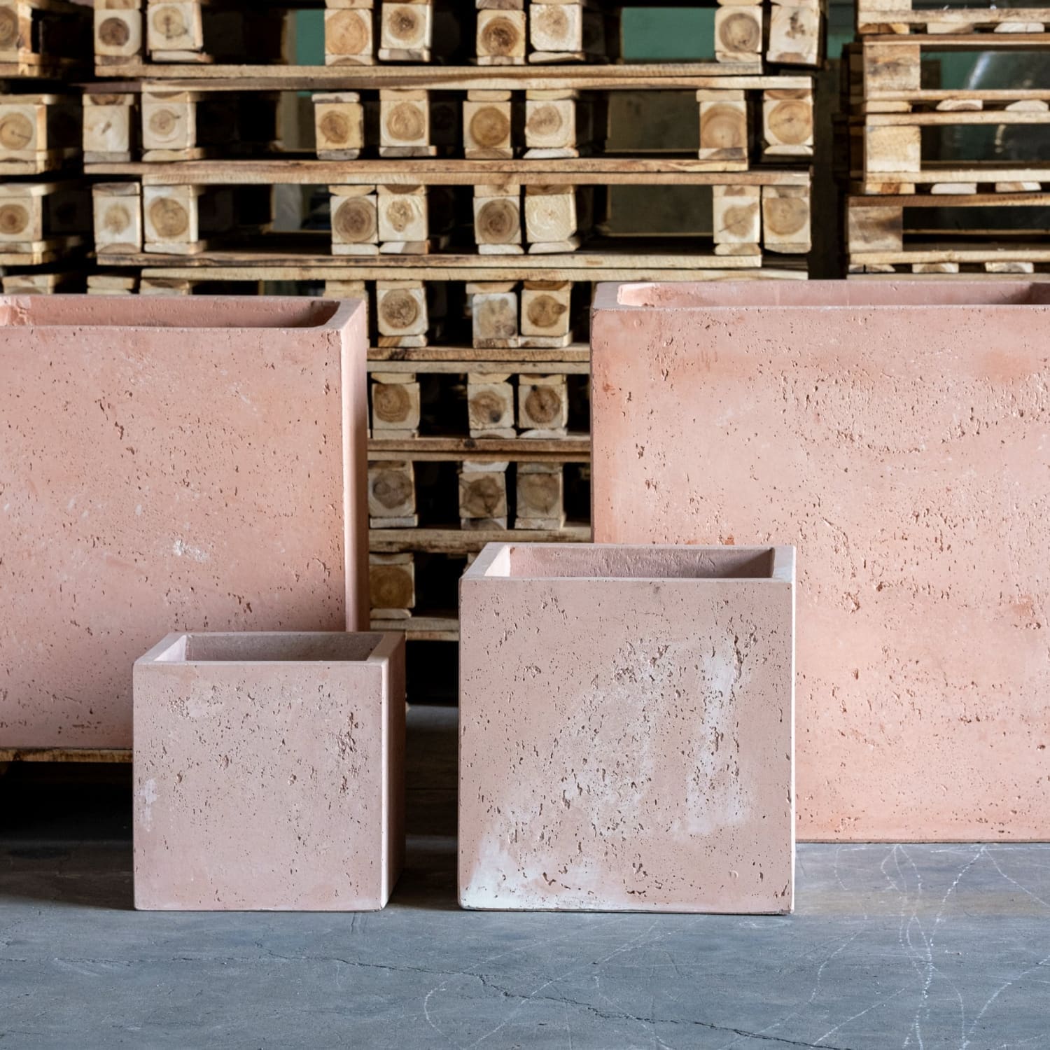 Cubrosa | Blushstone – 55cm Extra Large Square Concrete Planter – 115L Modern Plant Pot - White Bear Furnishings