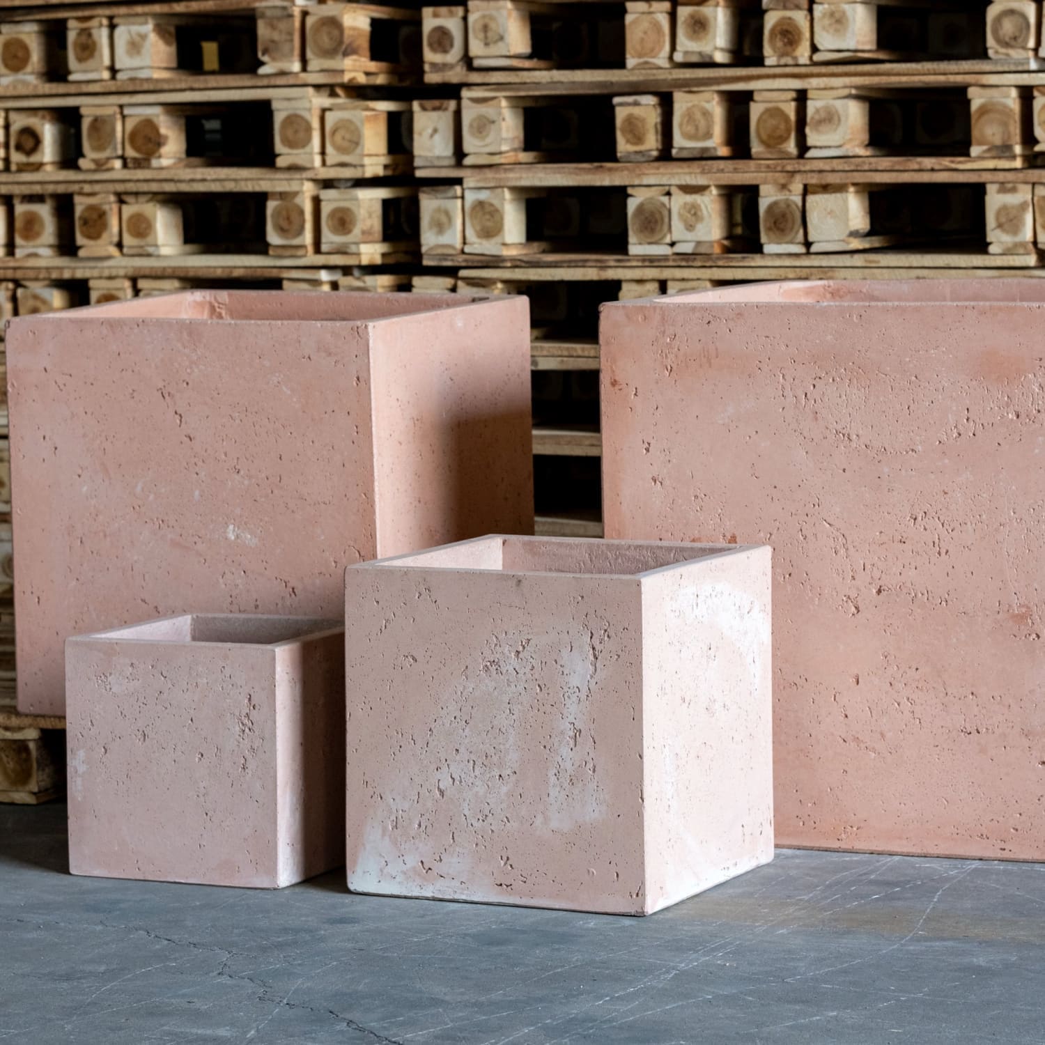 Cubrosa | Blushstone – 55cm Extra Large Square Concrete Planter – 115L Modern Plant Pot - White Bear Furnishings