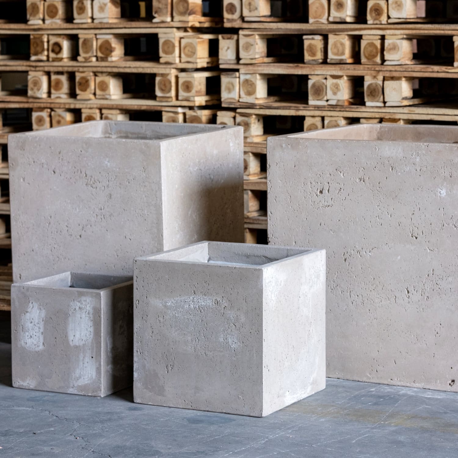 Cubrosa | Truffle – 55cm Large Square Concrete Planter – 115L Heavyweight Plant Pot - White Bear Furnishings