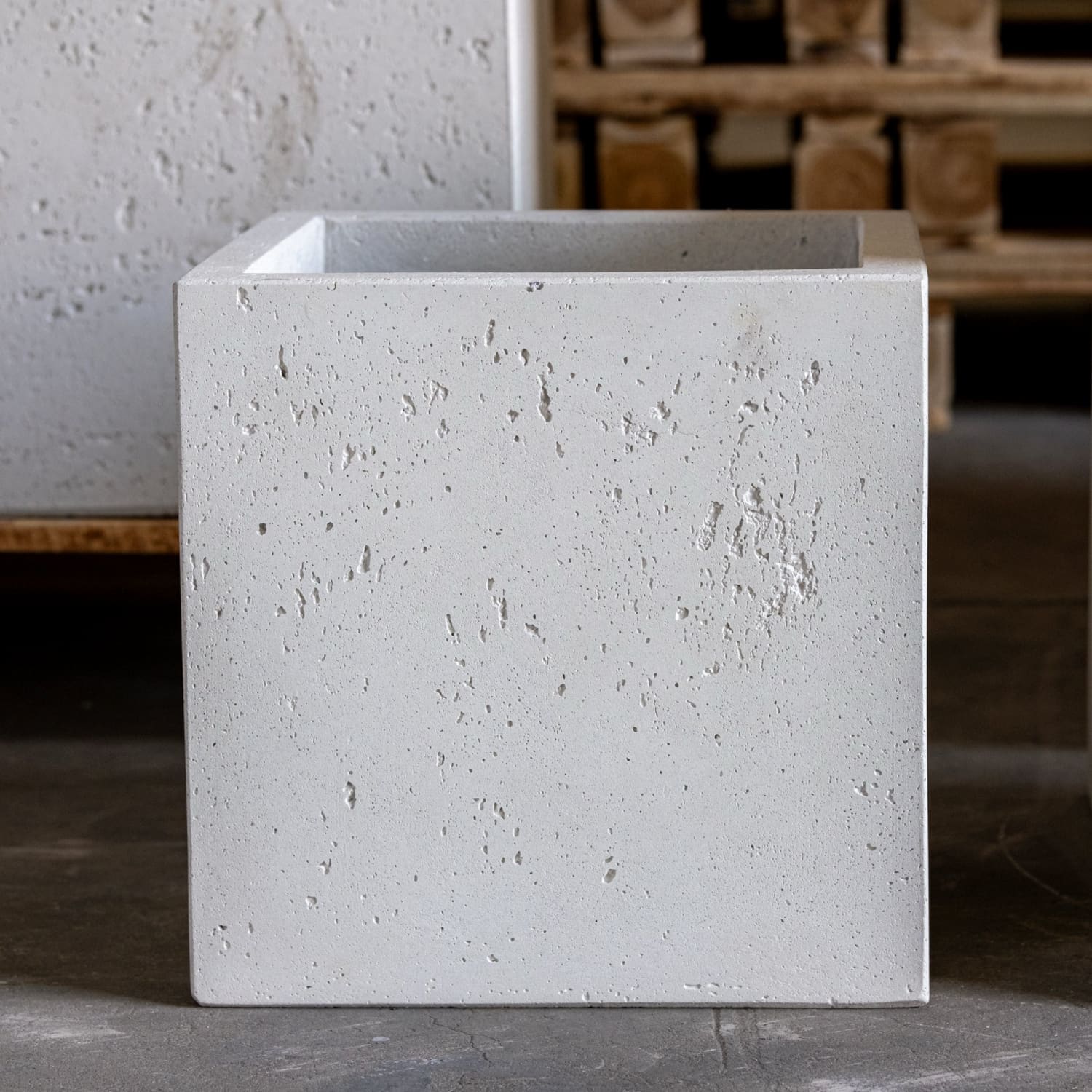 Cubrosa | White Mist – 40cm Medium Square Concrete Planter – 38L Outdoor Indoor Pot - White Bear Furnishings
