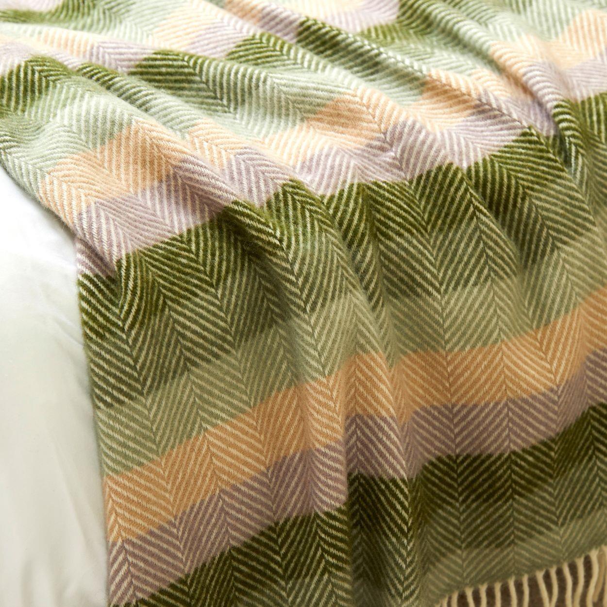 Stripe Pure New Wool Throw - Botanical - White Bear Furnishings