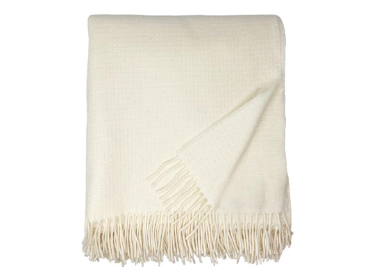 Clova Merino Lambswool Throw - Snowcap - White Bear Furnishings