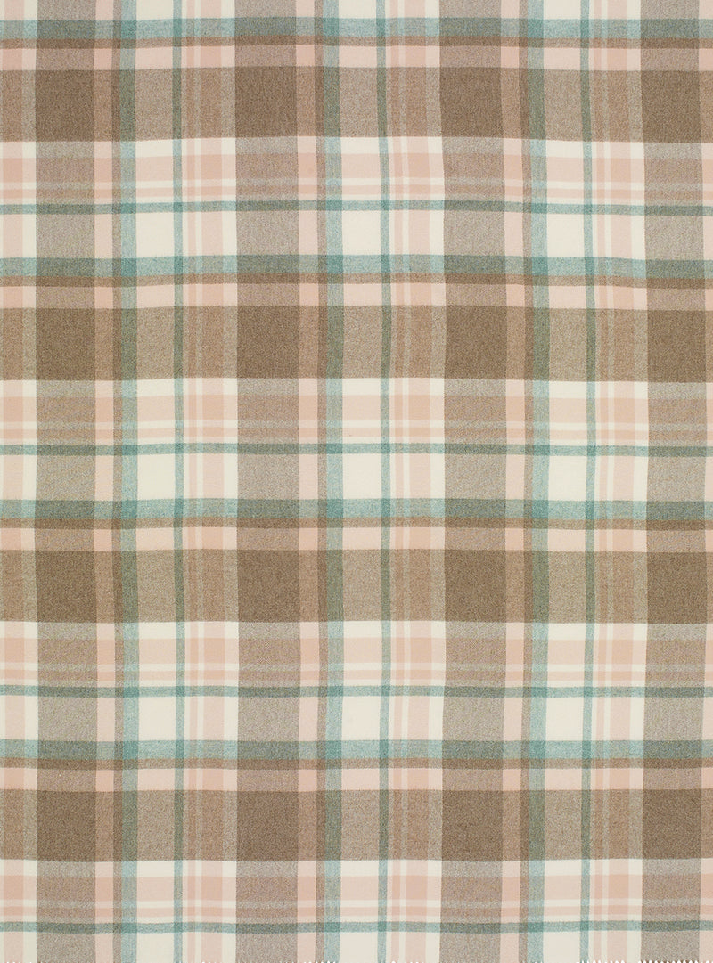 Portree Check Merino Lambswool Throw - Natural/Rose - White Bear Furnishings