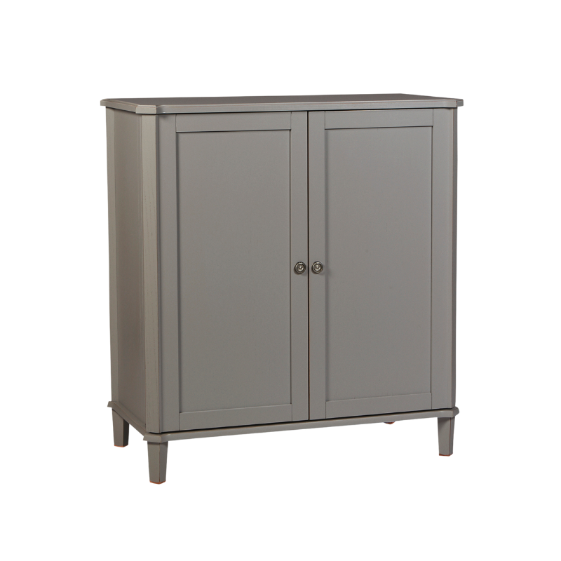 Grey drinks cabinet with 2 doors on a white background