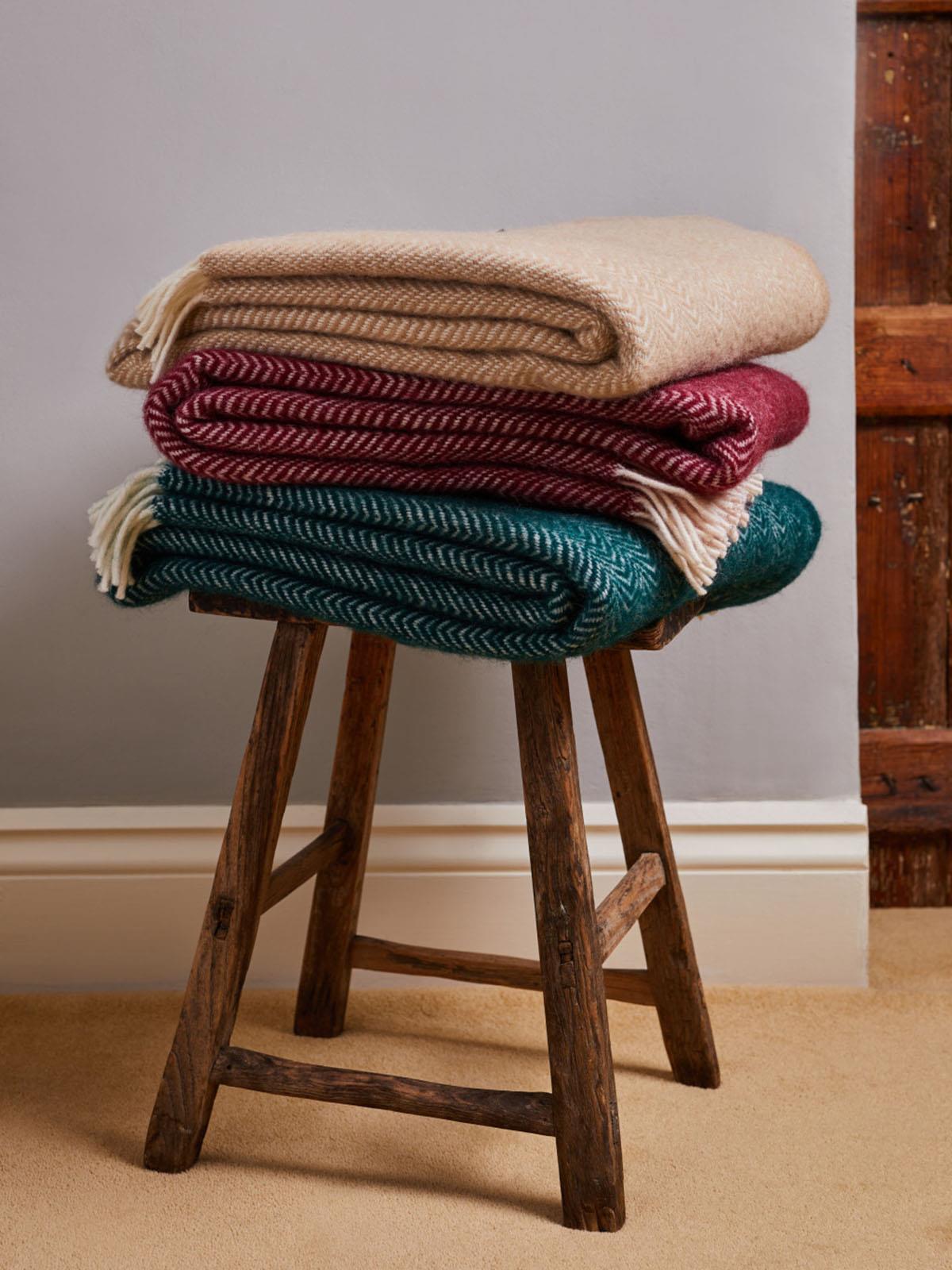 Dune Pure New Wool Throw - Beet - White Bear Furnishings