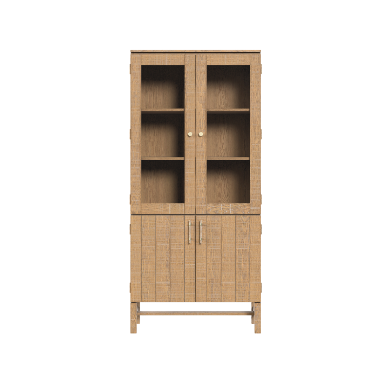 Laura Ashley Braystone Washed Oak 4 Door Glazed Cabinet - 3251005