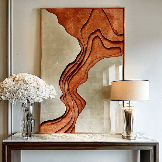 Donatella Copper & Cream 3D Effect Framed Wall Art - 70x100cm - White Bear Furnishings