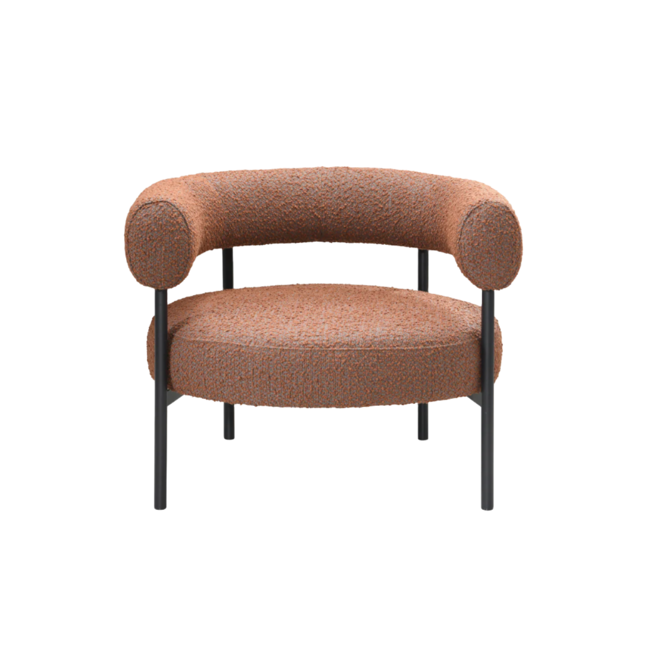 Eclipse Curved Back Occasional Accent Chair in Orange/Grey Bouclé - OC-E-B-BO