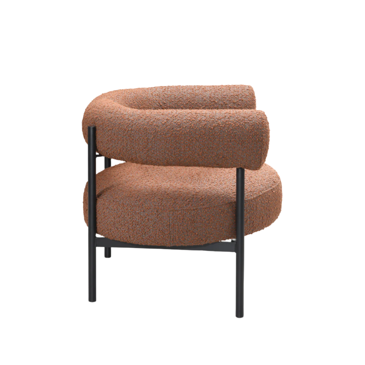Eclipse Curved Back Occasional Accent Chair in Orange/Grey Bouclé - OC-E-B-BO