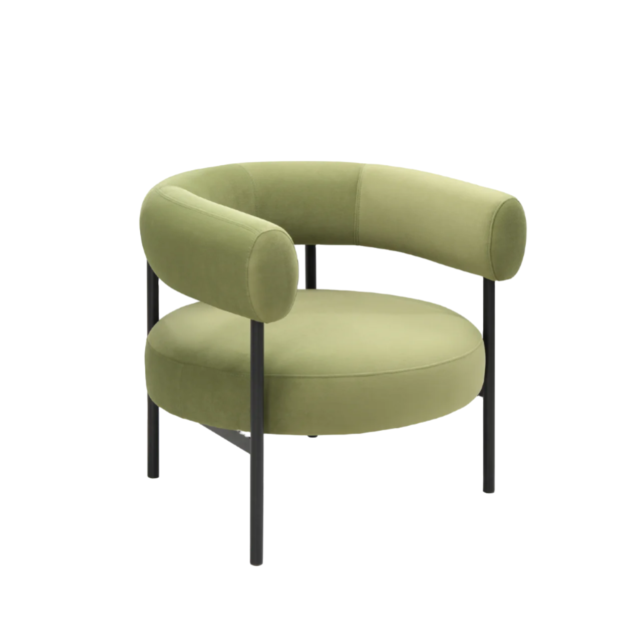 Eclipse Curved Back Occasional Accent Chair in Green Velvet - OC-E-B-BO