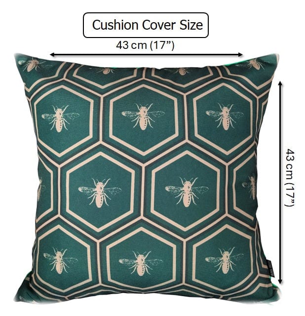 Emerald Bees Weather-Resistant Waterproof Outdoor Cushions for Patio Garden Sofa or Indoor Seating by OLIVIA ROCCO - White Bear Furnishings