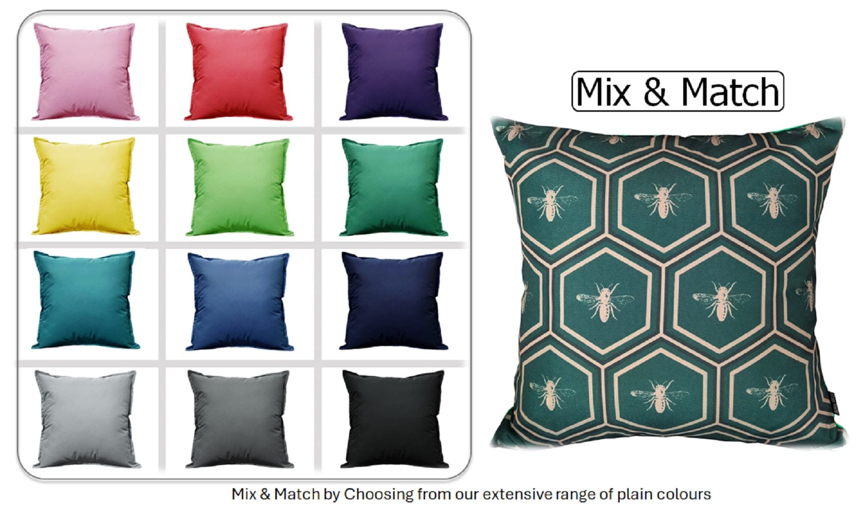 Emerald Bees Weather-Resistant Waterproof Outdoor Cushions for Patio Garden Sofa or Indoor Seating by OLIVIA ROCCO - White Bear Furnishings