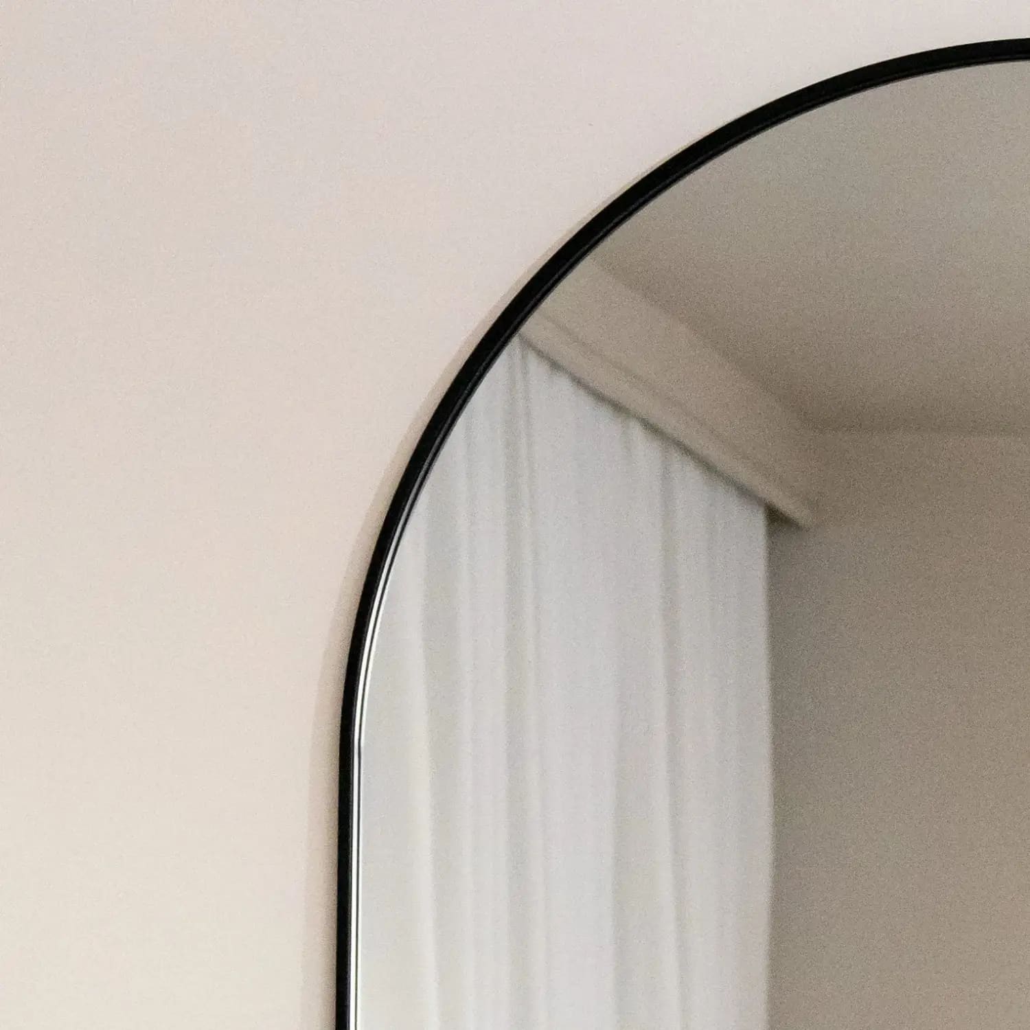 Emi - Full Length Black Metal Runway Oval Mirror - 180cm x 80cm - White Bear Furnishings