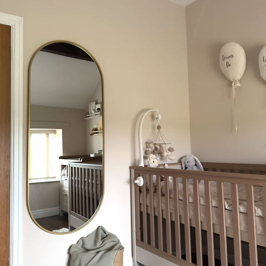 Emi - Full Length Gold Metal Runway Oval Mirror - 150cm x 60cm - White Bear Furnishings