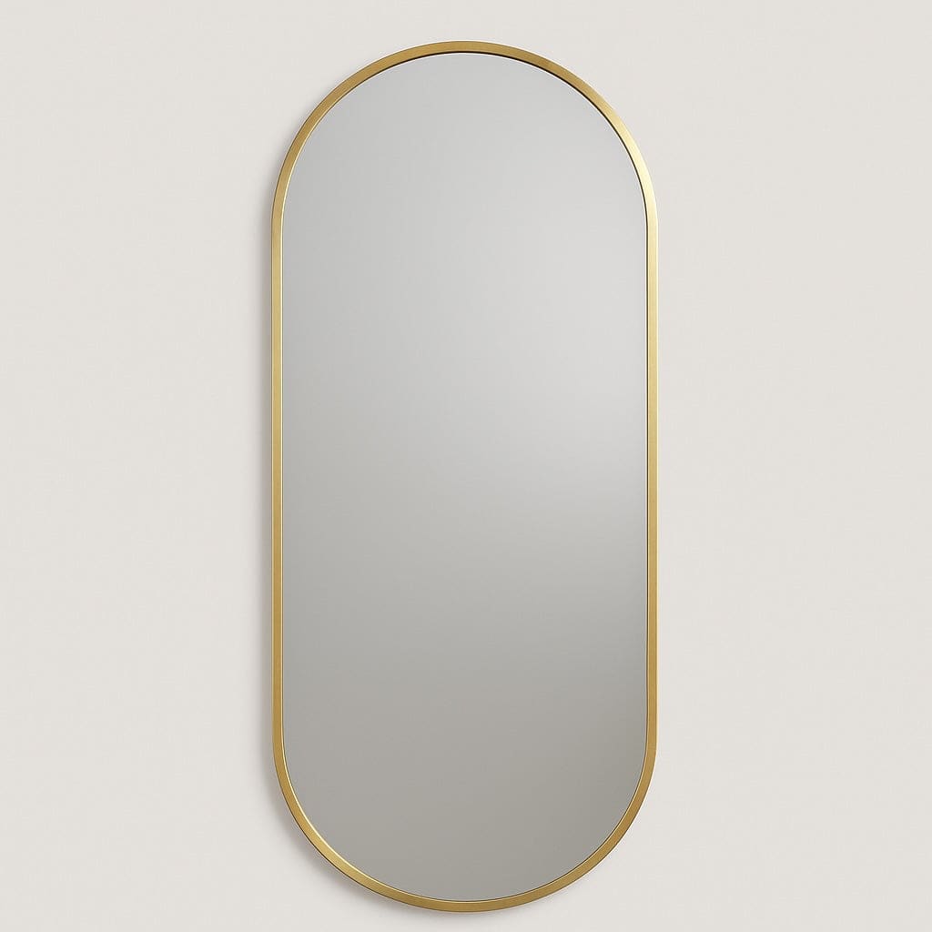 Emi - Full Length Gold Metal Runway Oval Mirror - 180cm x 80cm - White Bear Furnishings