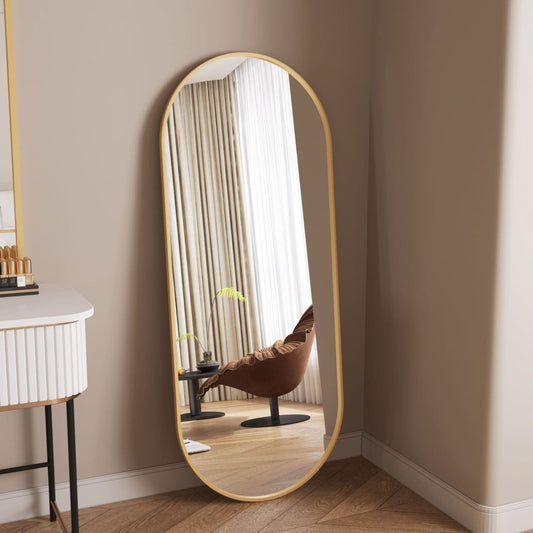 Emi - Gold Metal Runway Oval Mirror - 120cm x 40cm - White Bear Furnishings