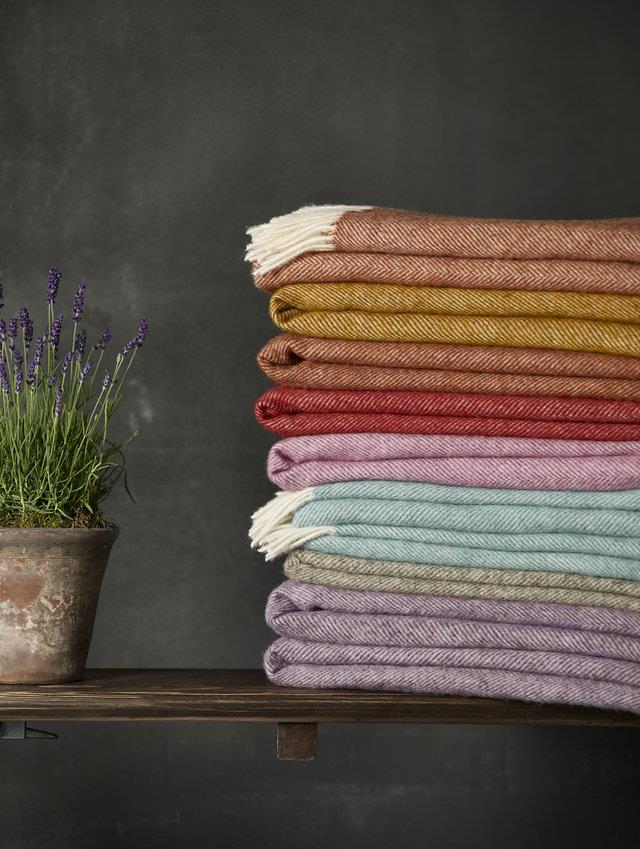 Herringbone Shetland Pure New Wool Throw - Pink - White Bear Furnishings