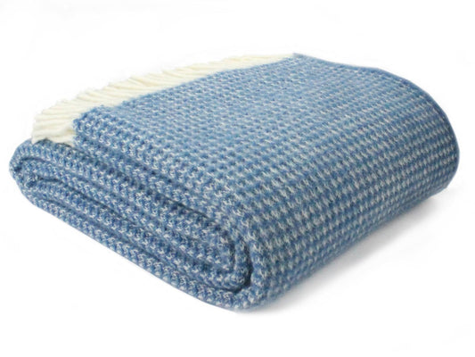 Waffle XL Pure New Wool Throw - Blue Jay - White Bear Furnishings