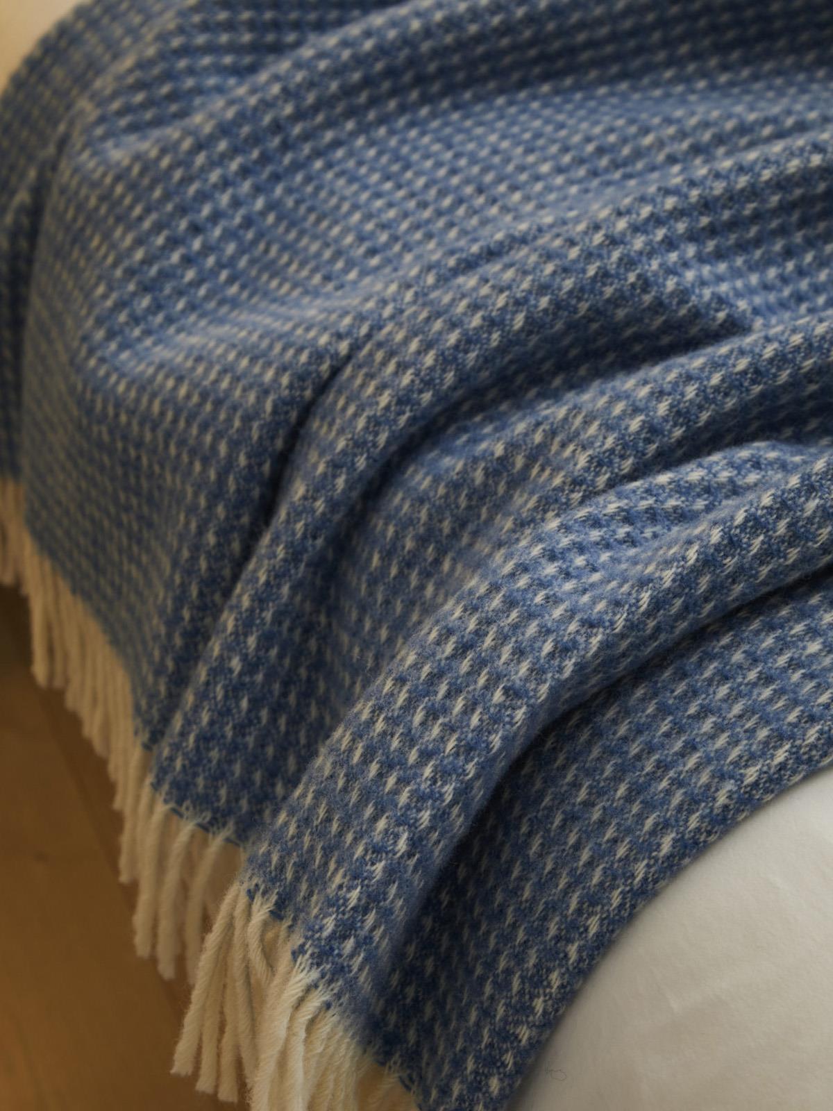Waffle XL Pure New Wool Throw - Blue Jay - White Bear Furnishings