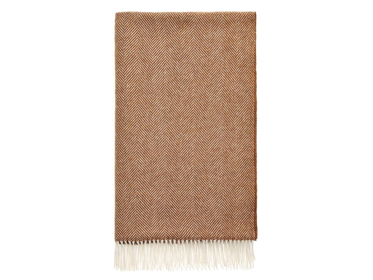 Herringbone Merino Lambswool Throw - Rust - White Bear Furnishings