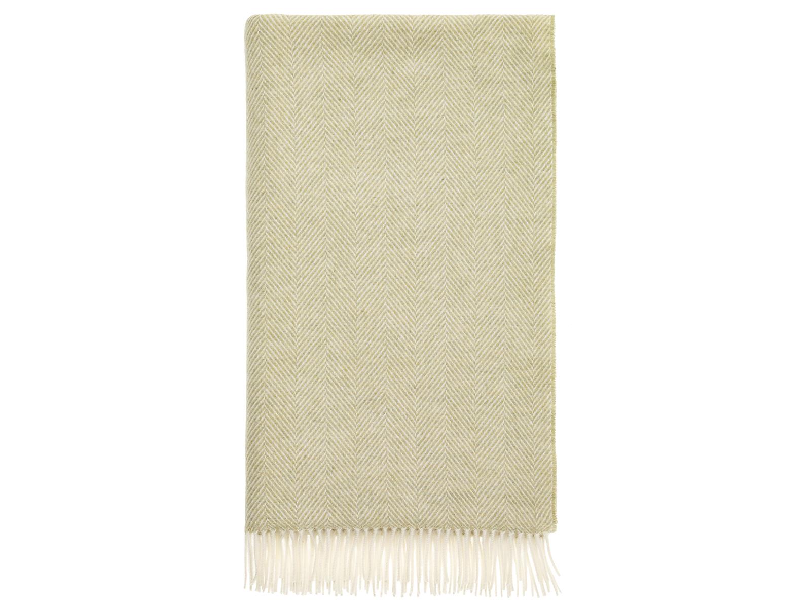 Herringbone Merino Lambswool Throw - Sage - White Bear Furnishings