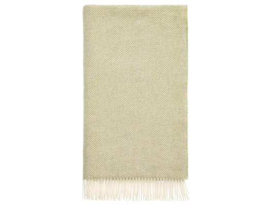 Herringbone Merino Lambswool Throw - Sage - White Bear Furnishings